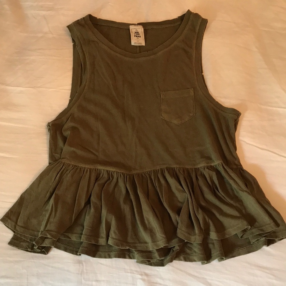 Free People Army Green Distressed Tank